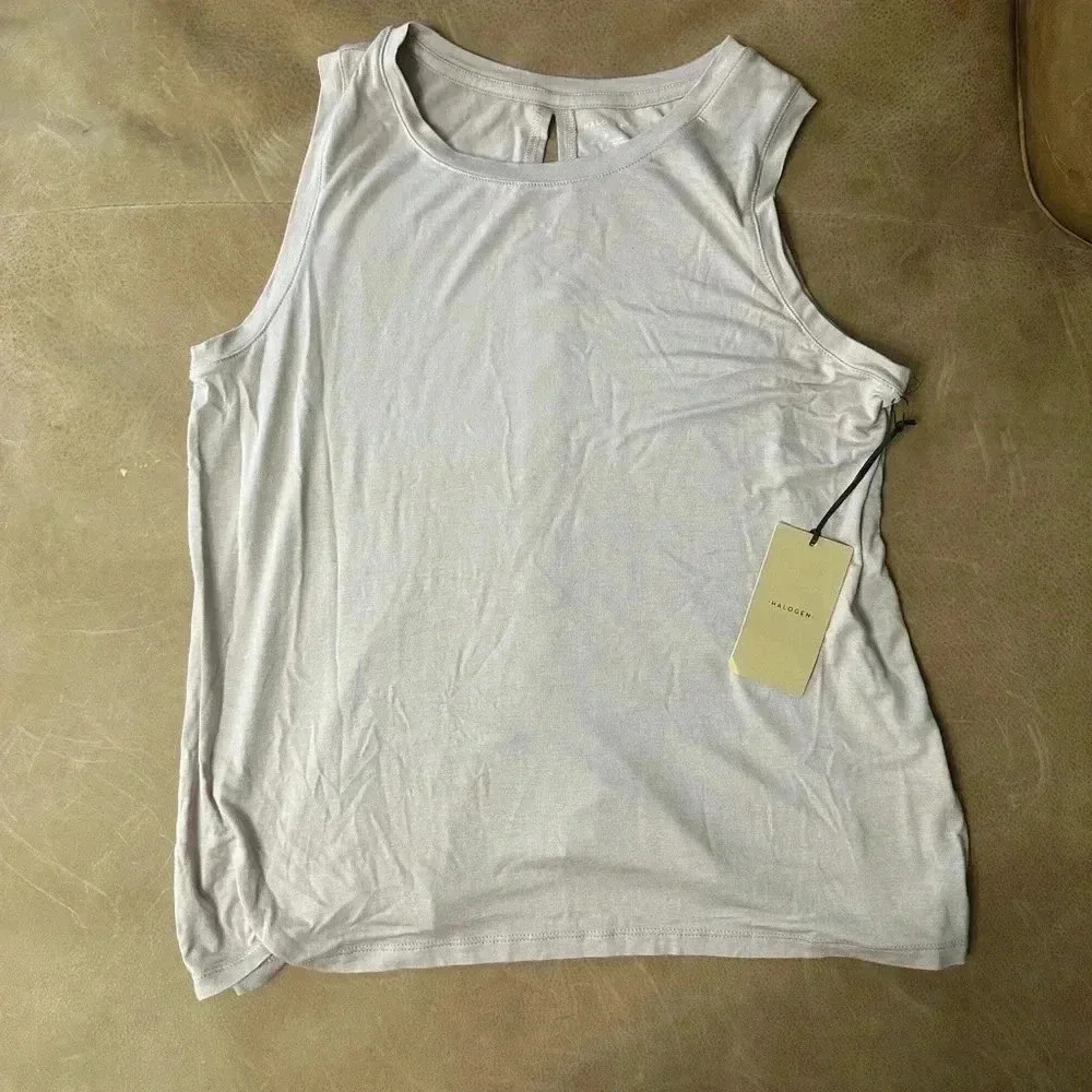 Halogen Crewneck High-Low Tank Dusty Rose Split Back Medium - Picture 1 of 8